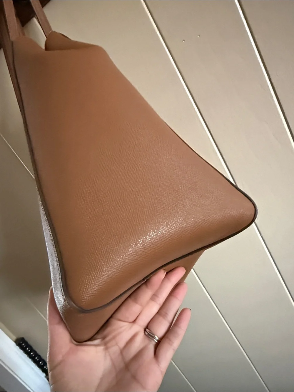 Tory Burch Brown Leather Tote with Gold Logo